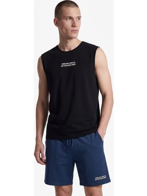 Koton Pamuklu Cepli Straight Fit Beli Bağcıklı Baskılı Spor Şort