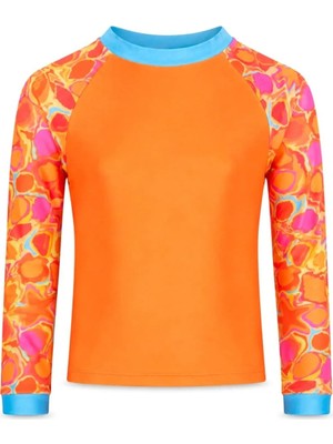 OZMOZ Uv Korumalı Turuncu Uzun Kollu Unisex Çocuk Yüzücü Üstü