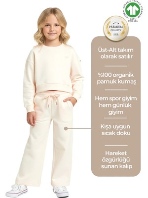 OZMOZ Organik Bej Kışık Kız Çocuk Eşofman Takım