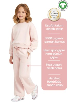 OZMOZ Organik Pembe Kışlık Kız Çocuk Eşofman Takım