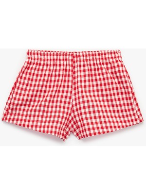 Koton Beli Lastikli Rahat Kalıp Pötikareli Şort Pijama Altı