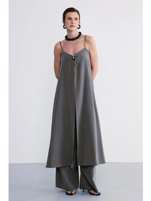 Facette Lace Midi Pelerin Haki