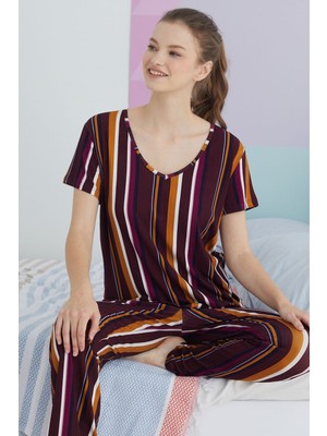 Siyah İnci Çok Renkli Kakorse Pamuklu Örme Pijama Takım