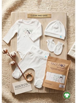 OZMOZ Clean&safe Organik Steril Temizlenmiş Hastane Çıkış Seti-4 Parça