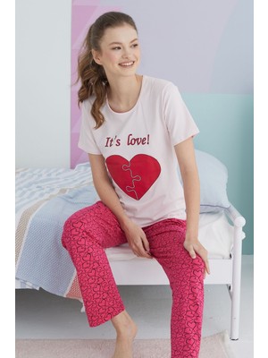 Siyah İnci Çok Renkli Pamuklu Örme Pijama Takım