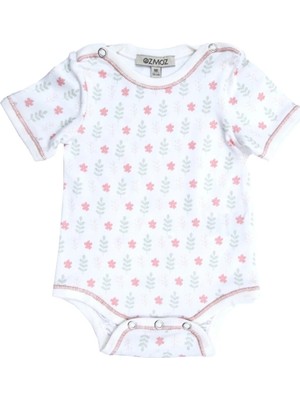 OZMOZ Organik Çiçekli Kısa Kollu Kız Bebek Body