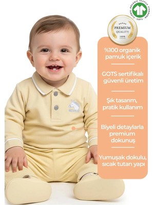 OZMOZ Organik Polo Yaka Tatlı Hardal Kışlık Erkek Bebek Üst