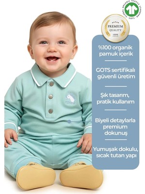 OZMOZ Organik  Yaka Turkuaz Kışlık Erkek Bebek Üst