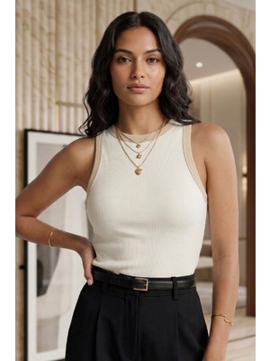 Meyou Bags Kadın Premium Krem Pamuklu Body Atlet