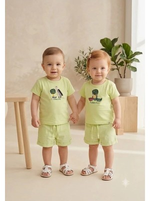 OZMOZ Organik Yeşil Dokuma Yazlık Unisex Bebek Şort