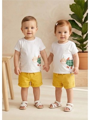 OZMOZ Organik Sarı Dokuma Yazlık Unisex Bebek Şort