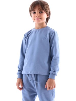OZMOZ Organik Uzun Kollu Mavi Baharlık Erkek Çocuk Sweatshirt