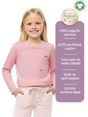 OZMOZ Organik Koyu Pembe Kışlık Kız Çocuk Ince Sweat