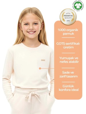 OZMOZ Organik Bej Kışlık Kız Çocuk Ince Sweat