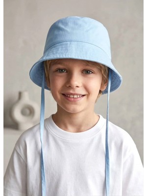 OZMOZ %100 Pamuk Mavi Yazlık Unisex Çocuk Bucket Şapka