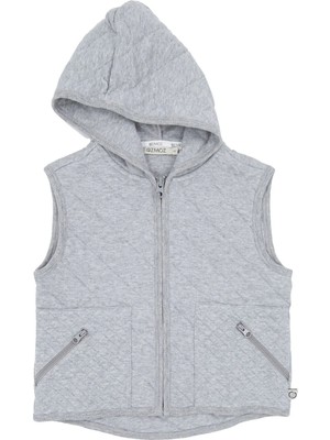 OZMOZ Unisex Çocuk Kapitone Gri Kapüşonlu Spor Yelek