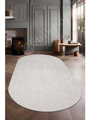 Empressco Parıltılı Oval Açık Krem Silinebilir Yolluk 120X150
