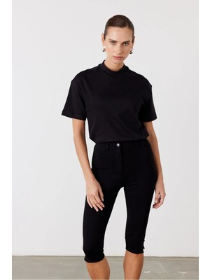 Facette Core Dik Yaka Kısa Kollu T-Shirt Siyah