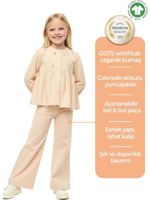 OZMOZ Organik Colorado Yavruağzı Bol Paça Kışlık Kız Çocuk Pantolon