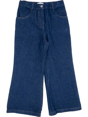OZMOZ %100 Pamuk Bol Paça Lacivert Kız Çocuk Denim Pantolon