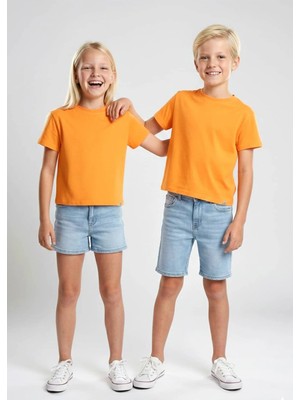 OZMOZ Organik Turuncu Basic Yazlık Unisex Çocuk Tshirt