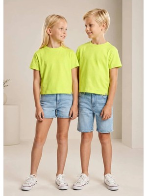 OZMOZ Organik Açık Yeşil Basic Yazlık Unisex Çocuk Tshirt