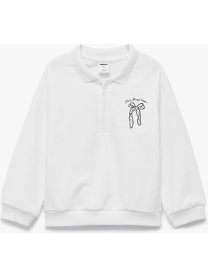 Koton Pamuklu Uzun Kollu Yarım Fermuarlı Polo Yaka Sweatshirt