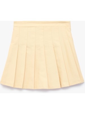 Koton Pamuklu Gabardin Kumaş Basic Pileli Etek
