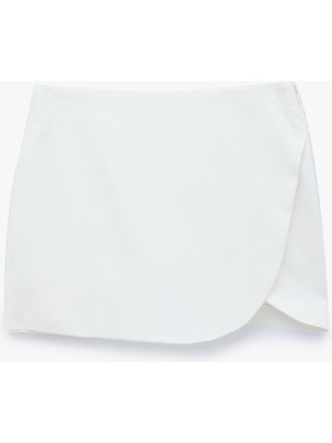 Koton Slim Fit Cepli Kruvaze Süper Mini Şort Etek