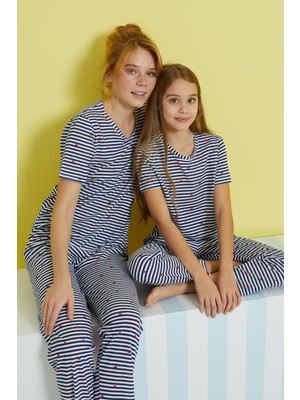 Siyah İnci Çok Renkli Örme Pijama Takım