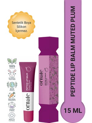 Ornate Peptide Lip Balm Muted Plum, Nemlendirici, Parlatıcı Lip Balm Mürdüm Ceramide Vitamin E 15ML