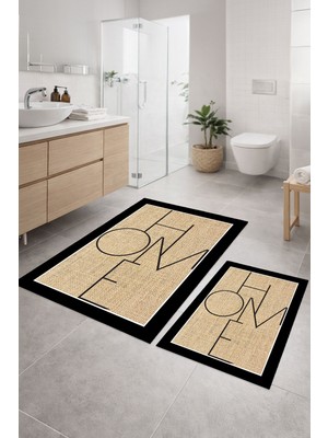 Empressco Yıkanabilir Jüt Görünümlü Ikili Banyo Paspası Seti 40X60+60X90 cm