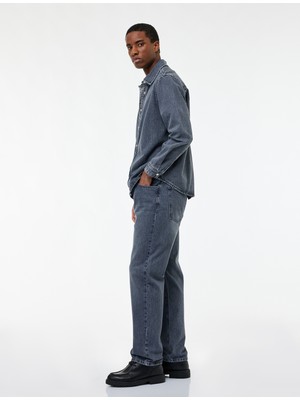 Koton Pamuklu Normal Bel Cepli Vintage Straight Fit Jean Pantolon