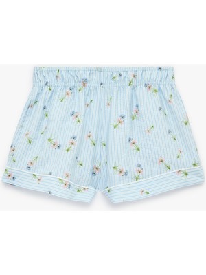 Koton Viskon Kumaş Rahat Kalıp Çiçek Desenli Çizgili Şort Pijama Altı