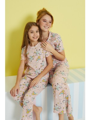 Siyah İnci Çok Renkli Örme Pijama Takım