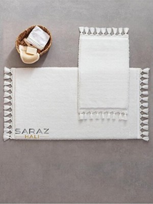 Empressco Yumuşak ve Şık Banyo Paspası Seti, Saçaklı, Yıkanabilir, Beyaz
