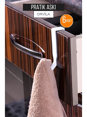 Orvila 6'lı Askı Çok Amaçlı Pratik Banyo Havlu Mutfak Bezi Kapı Arkası Düzenleyici