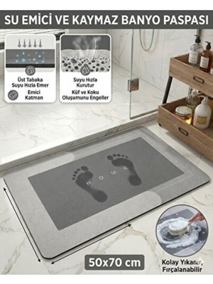 Empressco Yumuşak ve Kaymaz Banyo Paspası, Su Emici, 50X70CM Kare