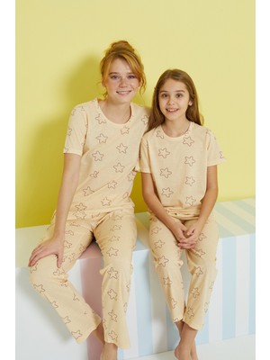 Siyah İnci Çok Renkli Örme Pijama Takım