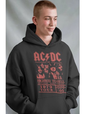 Sevbano Ac Dc Rock Metal Müzik Grubu Ön Baskılı Unisex Oversize Premium Hoodie