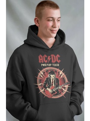 Sevbano Ac Dc Rock Metal Müzik Grubu Ön Baskılı Unisex Oversize Premium Hoodie