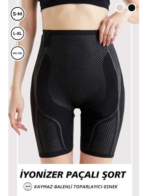 Sauna Suit Kadın Iyonizer Paçalı Korse Şort , Balenli Toparlayıcı Yüksek Bel Kaymaz ve Esnek Korse Şort