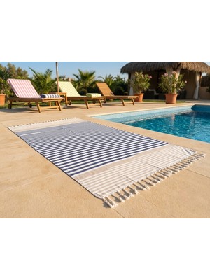 Ludia Ludıa Çizgili Desen %100 Pamuk Peştemal Havlu 100X190 cm (Büyük Boy)