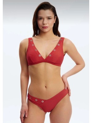 D Lingerie Terracotta Yıldızlı Üçgen Bikini Takımı DM1679