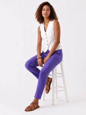 Bold & Young Kadın Pamuklu Kumaş Beli Lastikli Paça Lastikli Rahat Kesim Pantolon Mor
