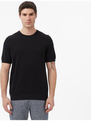 Nautica Erkek Siyah Regular Fit Kısa Kollu Triko