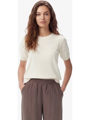 Nautica Kadın Krem Slim Fit Triko