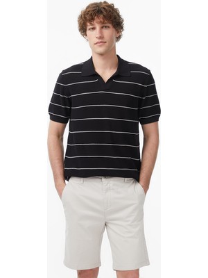 Nautica Erkek Siyah Regular Fit Kısa Kollu Çizgili Triko