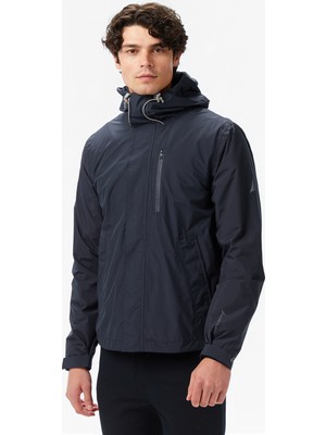 Nautica Erkek Siyah Regular Fit Kapüşonlu Su Geçirmez Mont