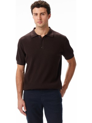 Nautica Erkek Kahverengi Regular Fit Kısa Kollu Triko